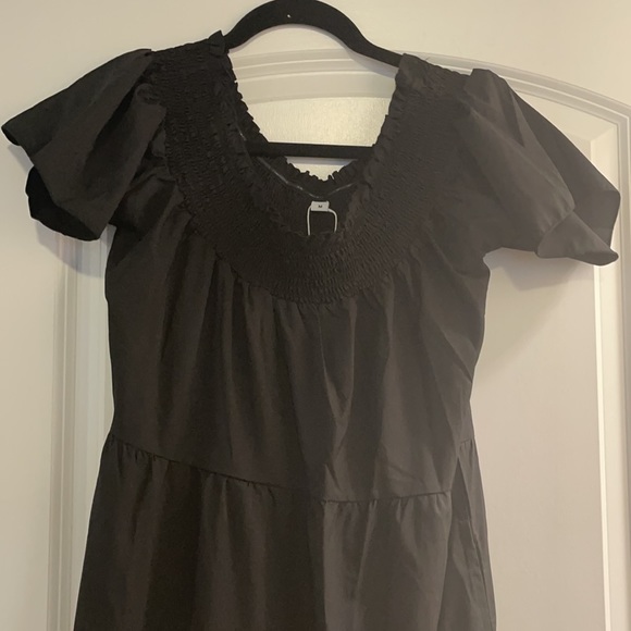 Black scope Neck short sleeve long cotton dress new - Picture 2 of 6